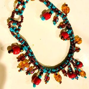 Beaded multicolor adjustable anklet.